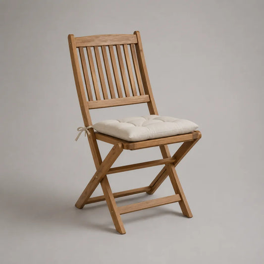 Sedia da giardino pieghevole in legno massello di acacia con cuscino beige, 47 x 57 x 88 cm, marrone naturale