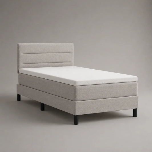 Letto singolo boxspring grigio chiaro 90 x 200 cm con testiera imbottita e materasso in schiuma poliuretanica